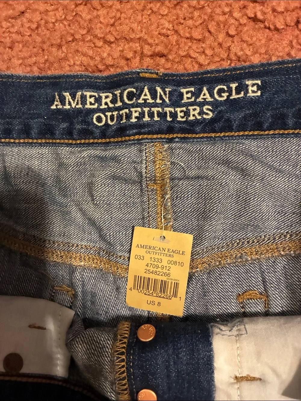American Eagle Outfitters Distressed Denim Shorts, Dark Blue, Size 8